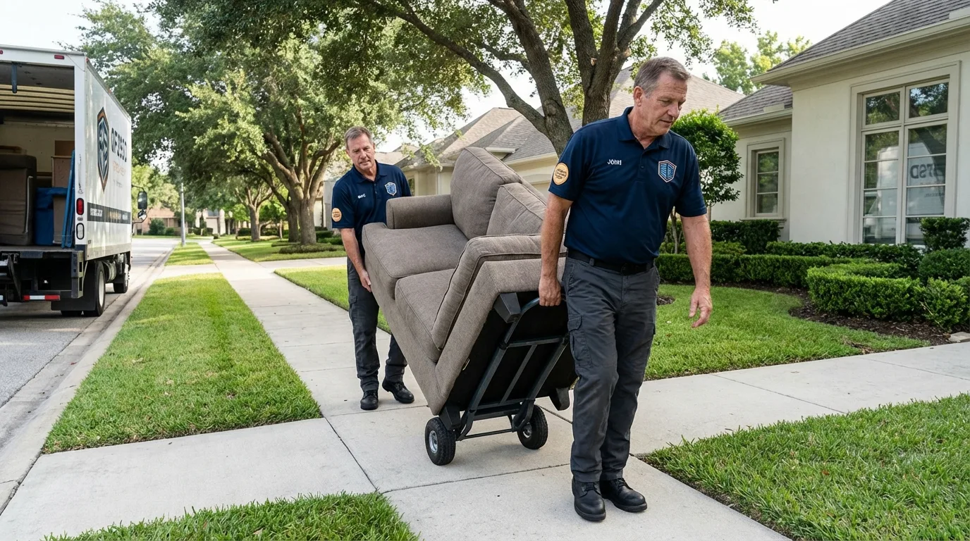 Local residential moving crew loading furniture in Wyoming, IL